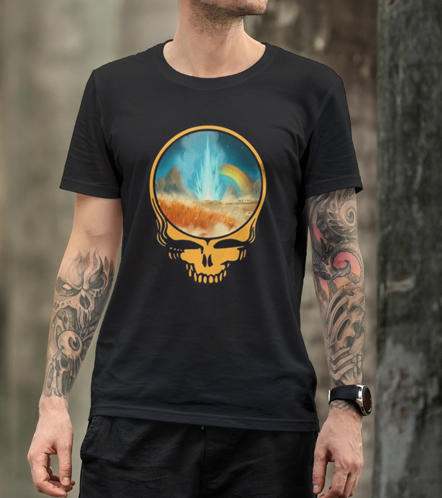 Grateful Dead Skull With Psychedelic Landscape And Rainbow T-Shirt