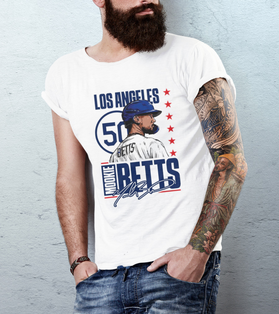 Mookie Betts 50 Los Angeles Dodgers Baseball Stars T-Shirt
