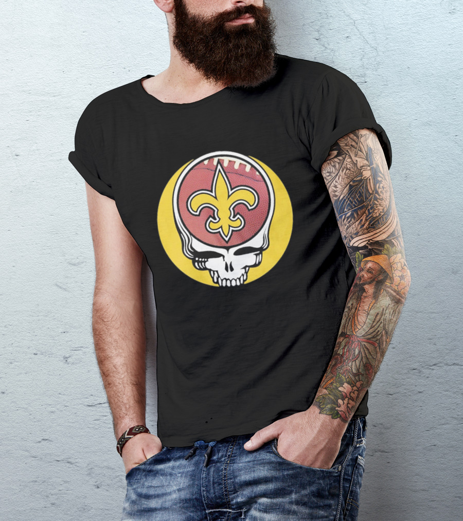 New Orleans Saints Grateful Dead Skull Logo Football T-Shirt