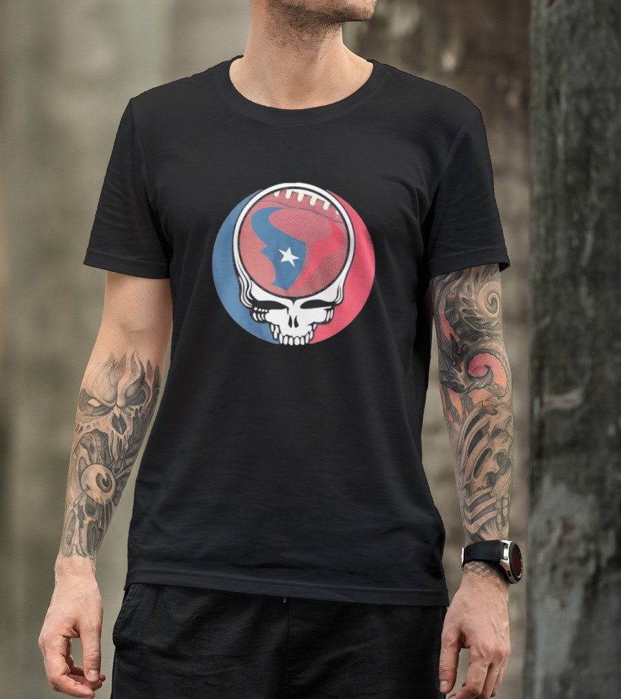 Original Houston Texans Grateful Dead Football Skull T-Shirt
