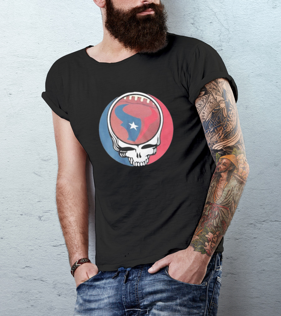 Original Houston Texans Grateful Dead Football Skull T-Shirt