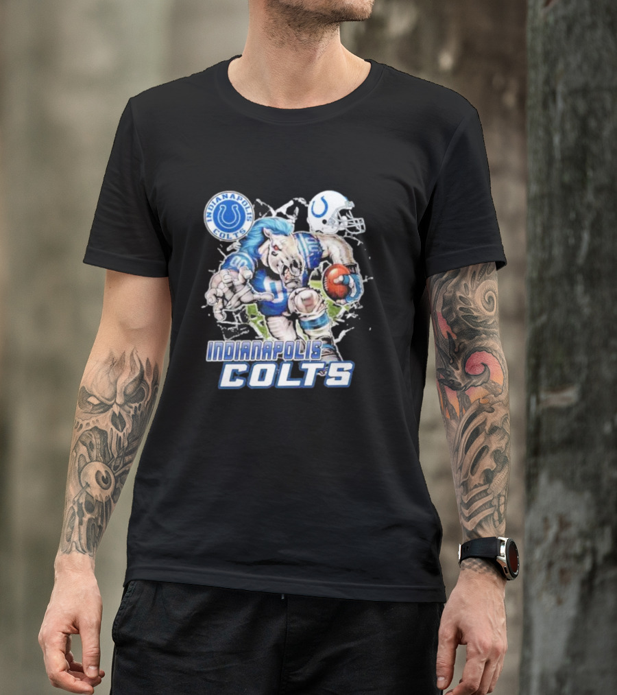 Indianapolis Colts Mascot Breaking Through Wall Vintage T-Shirt