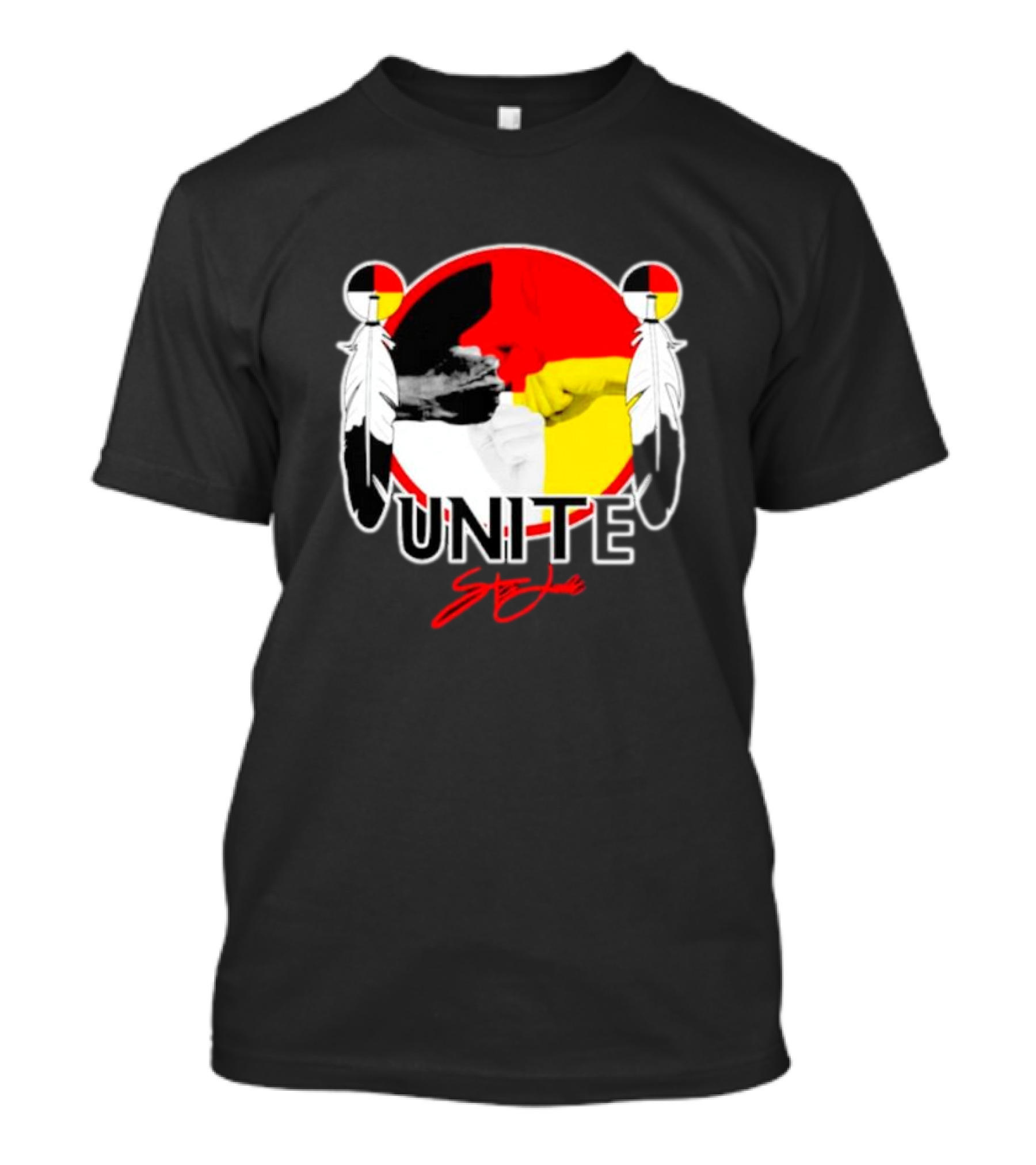 Unite Style Native American Fist Symbol Feathers T-Shirt