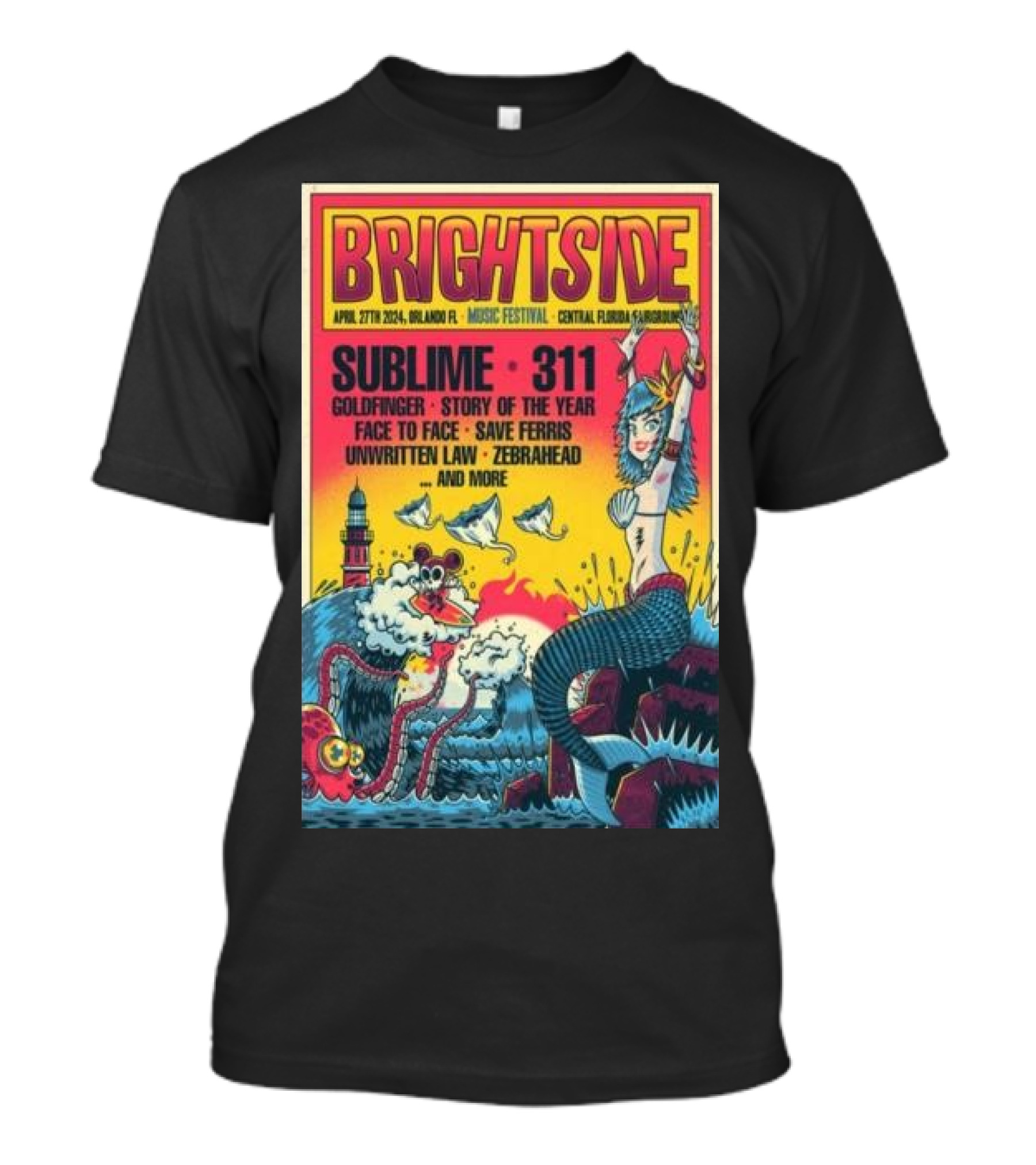 Brightside Festival 2024 Central Florida Fairgrounds Orlando April 27 Sublime 311 Goldfinger Story Of The Year Face To Face Save Ferris Unwritten Law Zebrahead And More T-Shirt