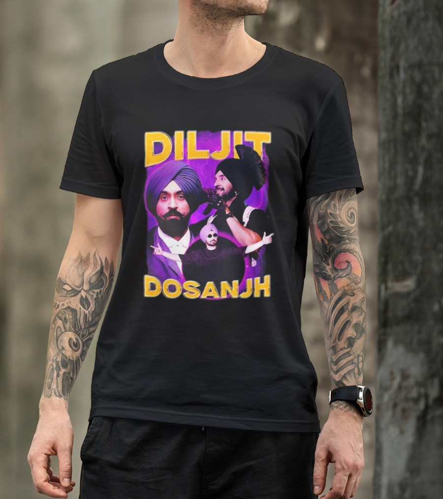 Diljit Dosanjh 2024 Vintage Purple Stage Turban Portraits T-Shirt