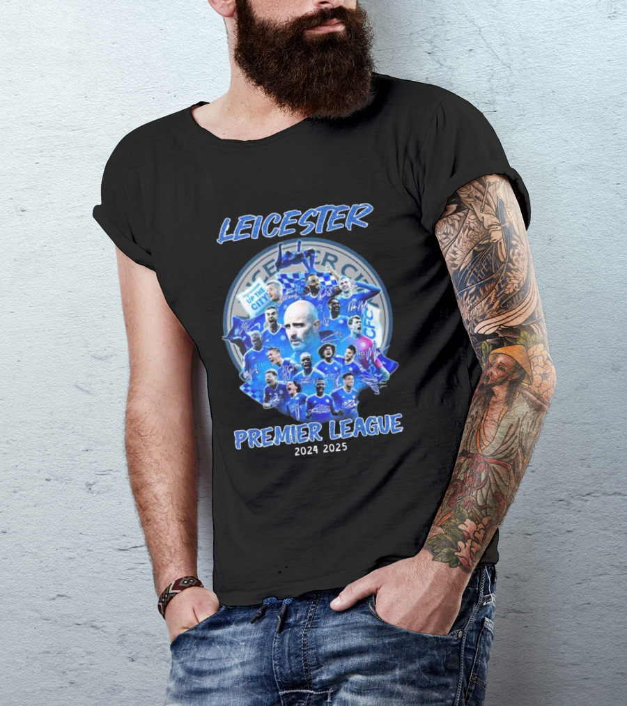 Leicester City Premier League 2024 2025 Up The City Signatures T-Shirt