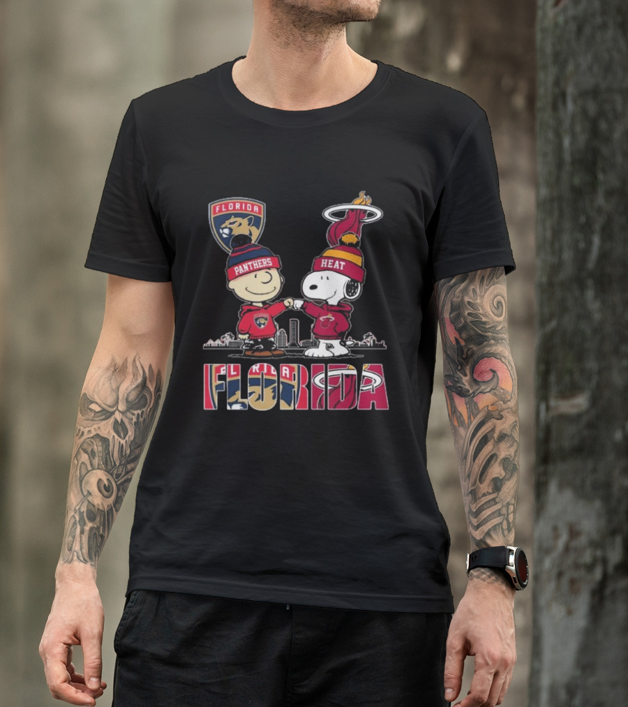 Florida Panthers Miami Heat Charlie Brown Snoopy Proud Florida T-Shirt