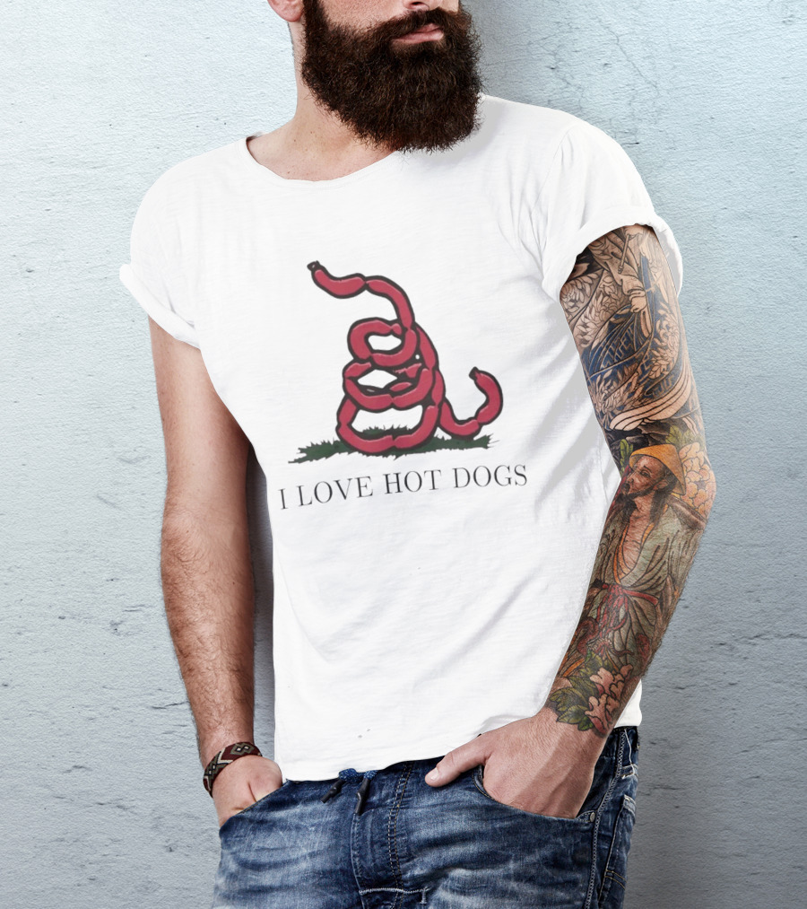 I Love Hot Dogs Spiral Sausage T-Shirt