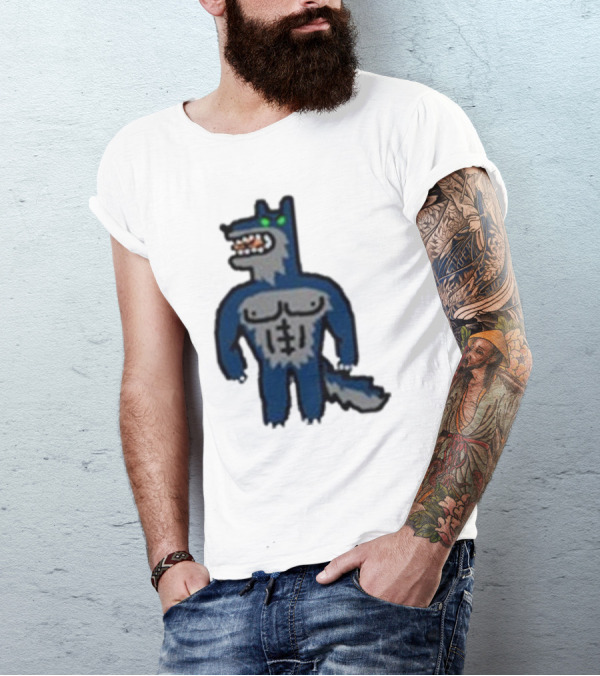 Timberwolves Buff Wolf Strong Muscular Cartoon Character T-Shirt