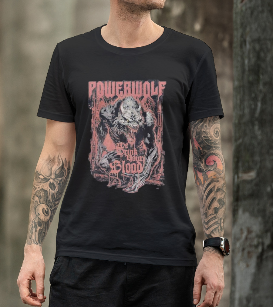 Powerwolf We Drink Your Blood Gothic Werewolf T-Shirt