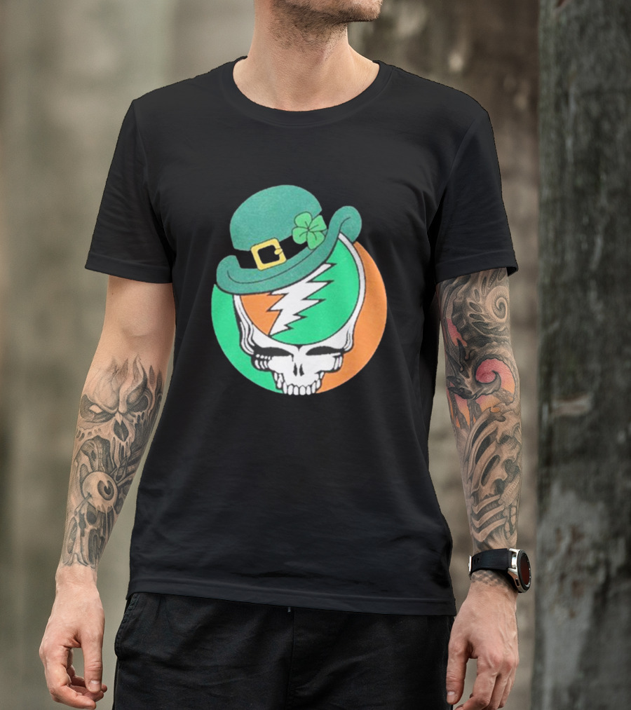 Happy St. Patrick’s Dead And Company Limited Skull In Shamrock Hat With Lightning Bolt T-Shirt