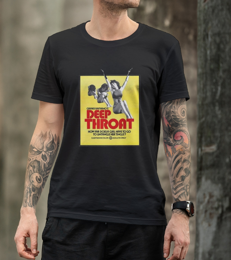 Gerard Damiano’s Deep Throat How Far Does A Girl Have To Go To Untangle Her Tingle? Eastmancolor Adults Only T-Shirt