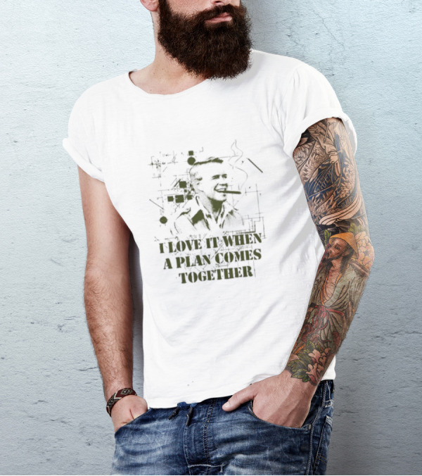 I Love It When A Plan Comes Together Man Smoking Cigar Iconic T-Shirt