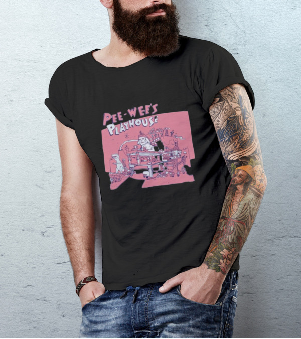 Pee-Wee's Playhouse Retro Rad Dinosaur Sphinx And Castle Scene T-Shirt