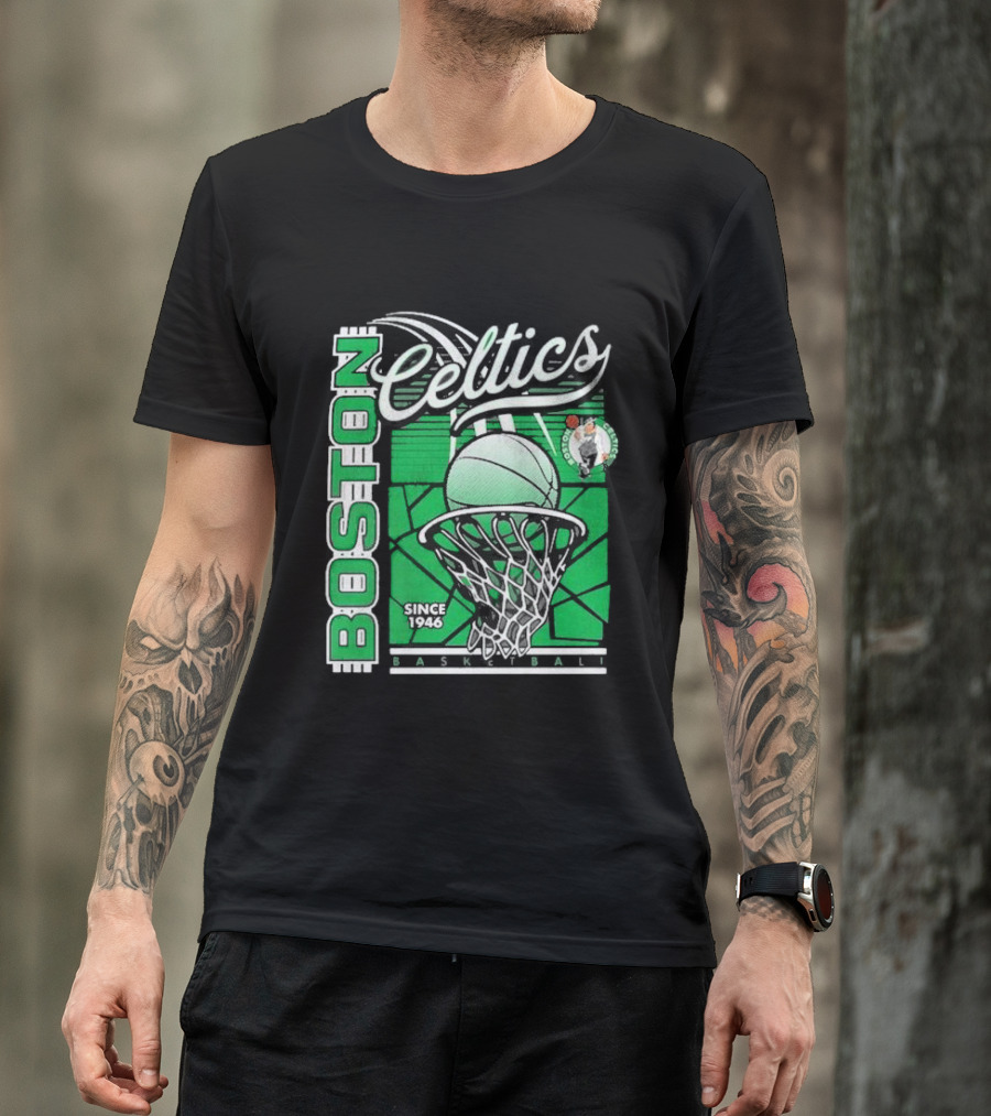 Boston Celtics Basketball Since 1946 Tri-Blend Sportiqe Comfy T-Shirt