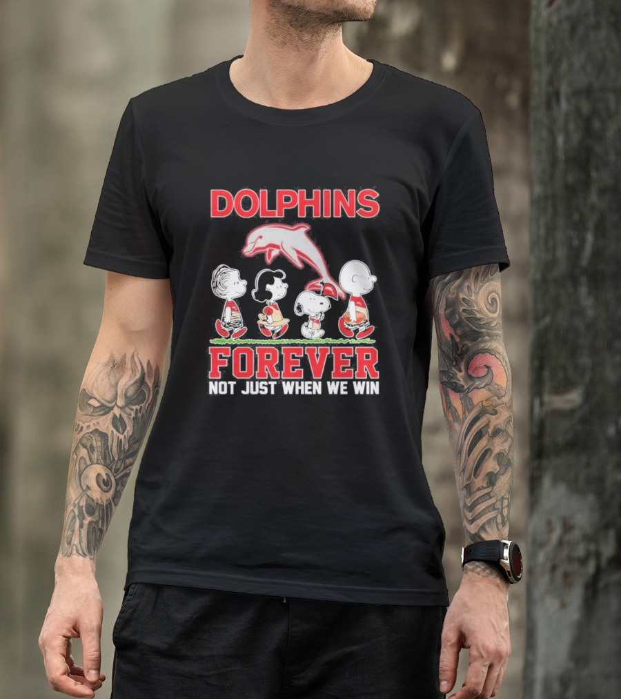 Dolphins Forever Not Just When We Win Charlie Brown Snoopy Peanuts NRL T-Shirt