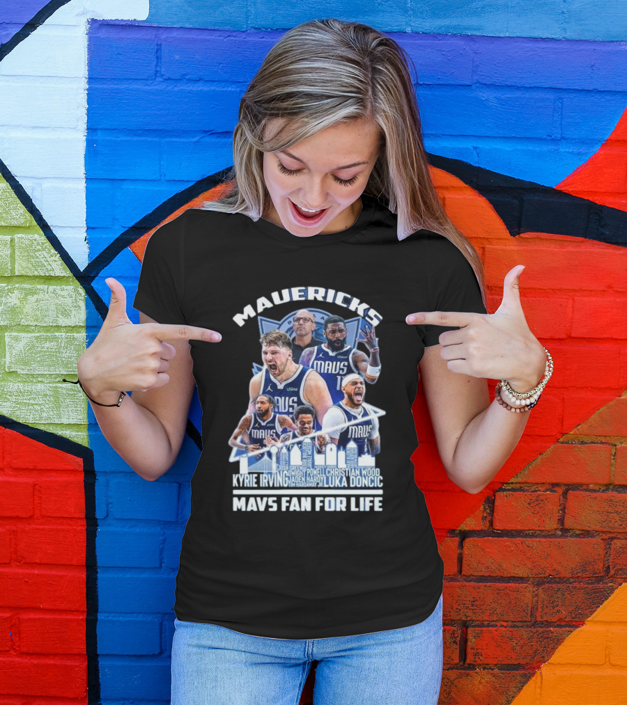 Mavericks Mavs Fan For Life Luka Doncic Kyrie Irving Dwight Powell Christian Wood Josh Green Jaden Hardy Skyline T-Shirt
