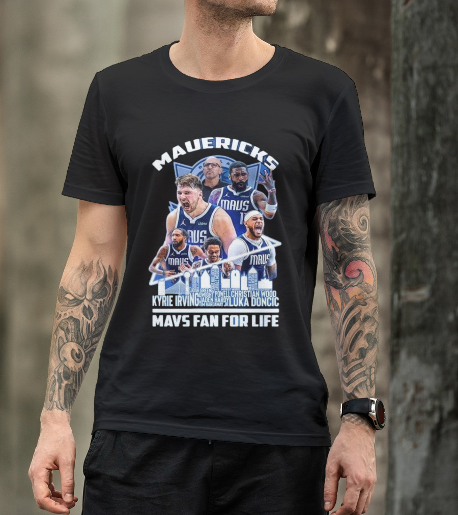 Mavericks Mavs Fan For Life Luka Doncic Kyrie Irving Dwight Powell Christian Wood Josh Green Jaden Hardy Skyline T-Shirt
