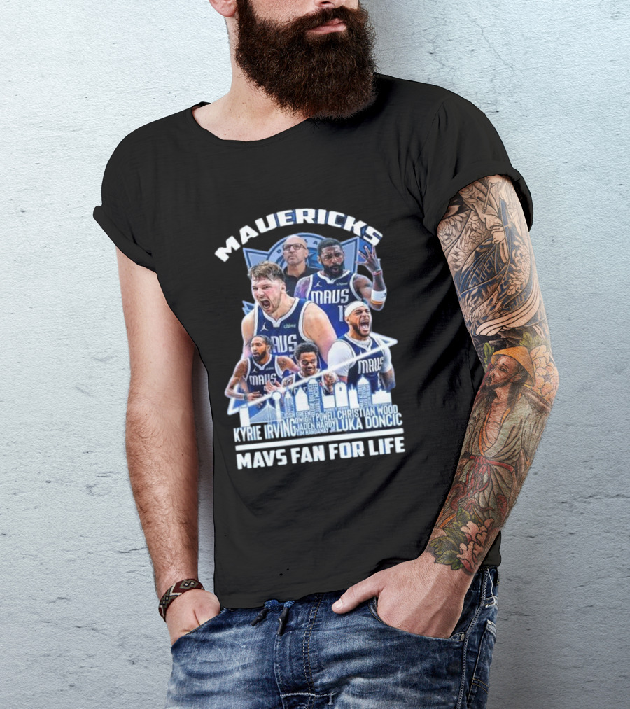 Mavericks Mavs Fan For Life Luka Doncic Kyrie Irving Dwight Powell Christian Wood Josh Green Jaden Hardy Skyline T-Shirt
