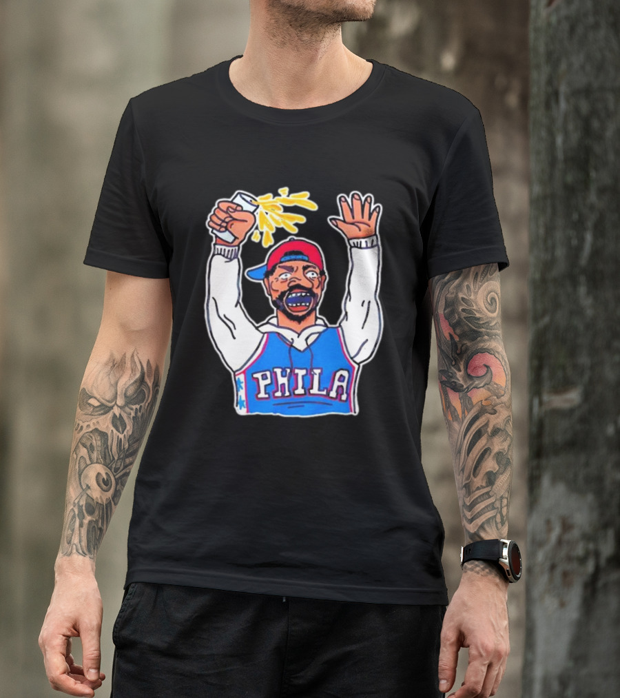 PHILA Basketball Fan With Drink And Raised Hand T-Shirt