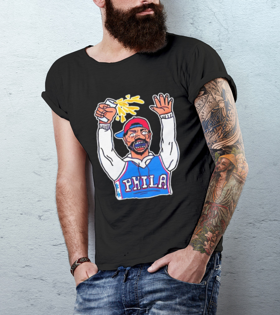 PHILA Basketball Fan With Drink And Raised Hand T-Shirt