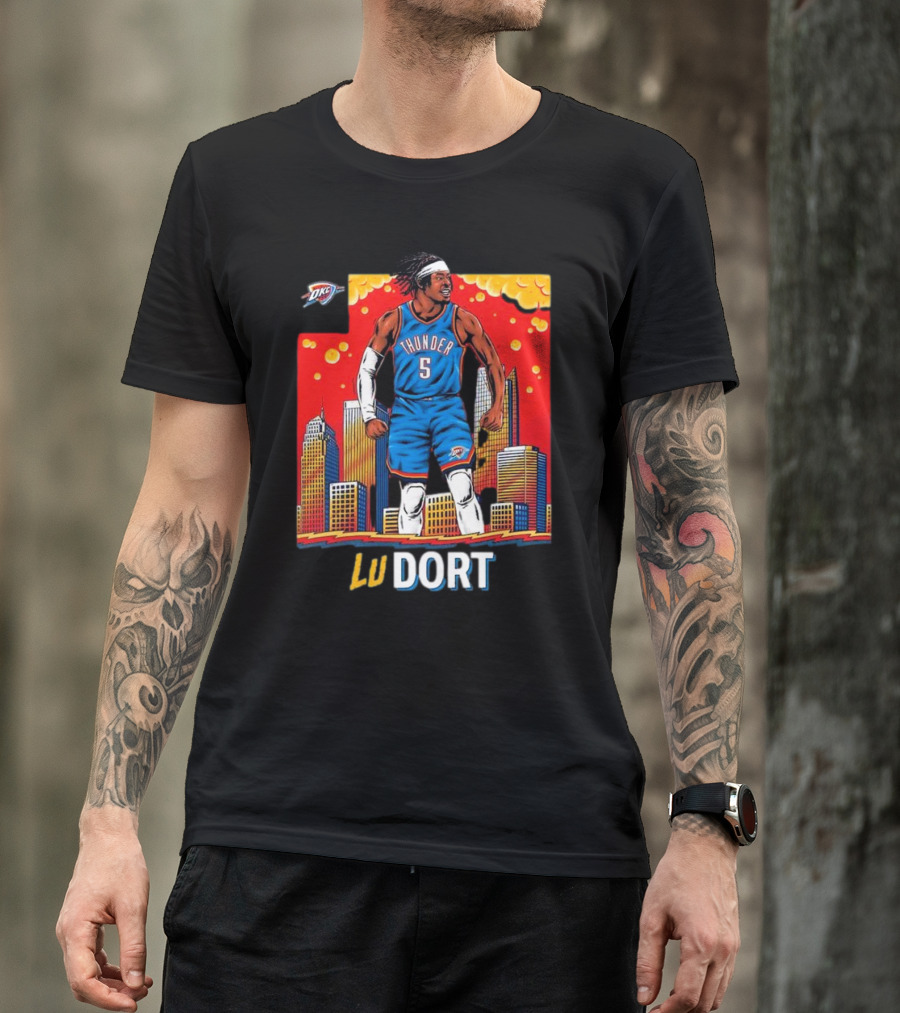 Oklahoma City Thunder Lu Dort OKC Skyline Basketball T-Shirt