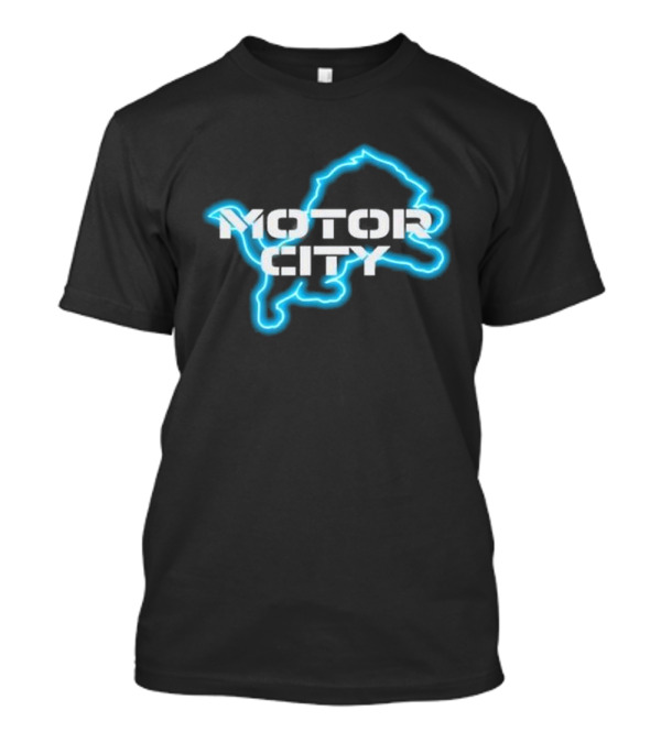 Motor City Neon Detroit Lion Outline T-Shirt