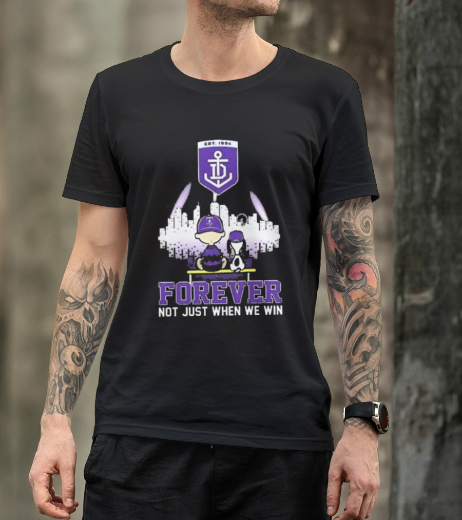 Peanuts Snoopy And Charlie Brown Fremantle Dockers Forever Not Just When We Win T-Shirt