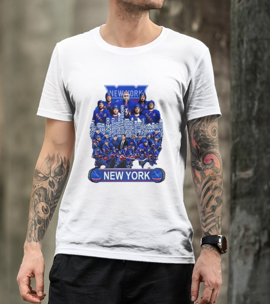 New York Rangers Hockey Team Players Skyline Names T-Shirt