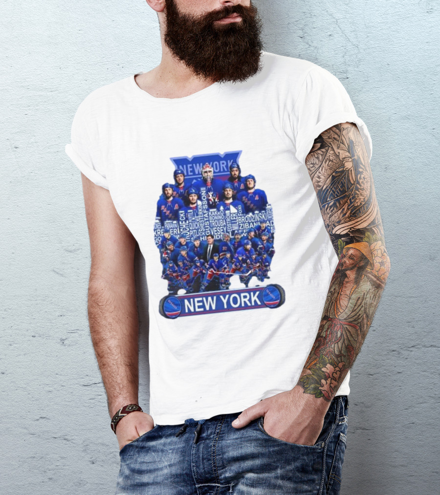 New York Rangers Hockey Team Players Skyline Names T-Shirt