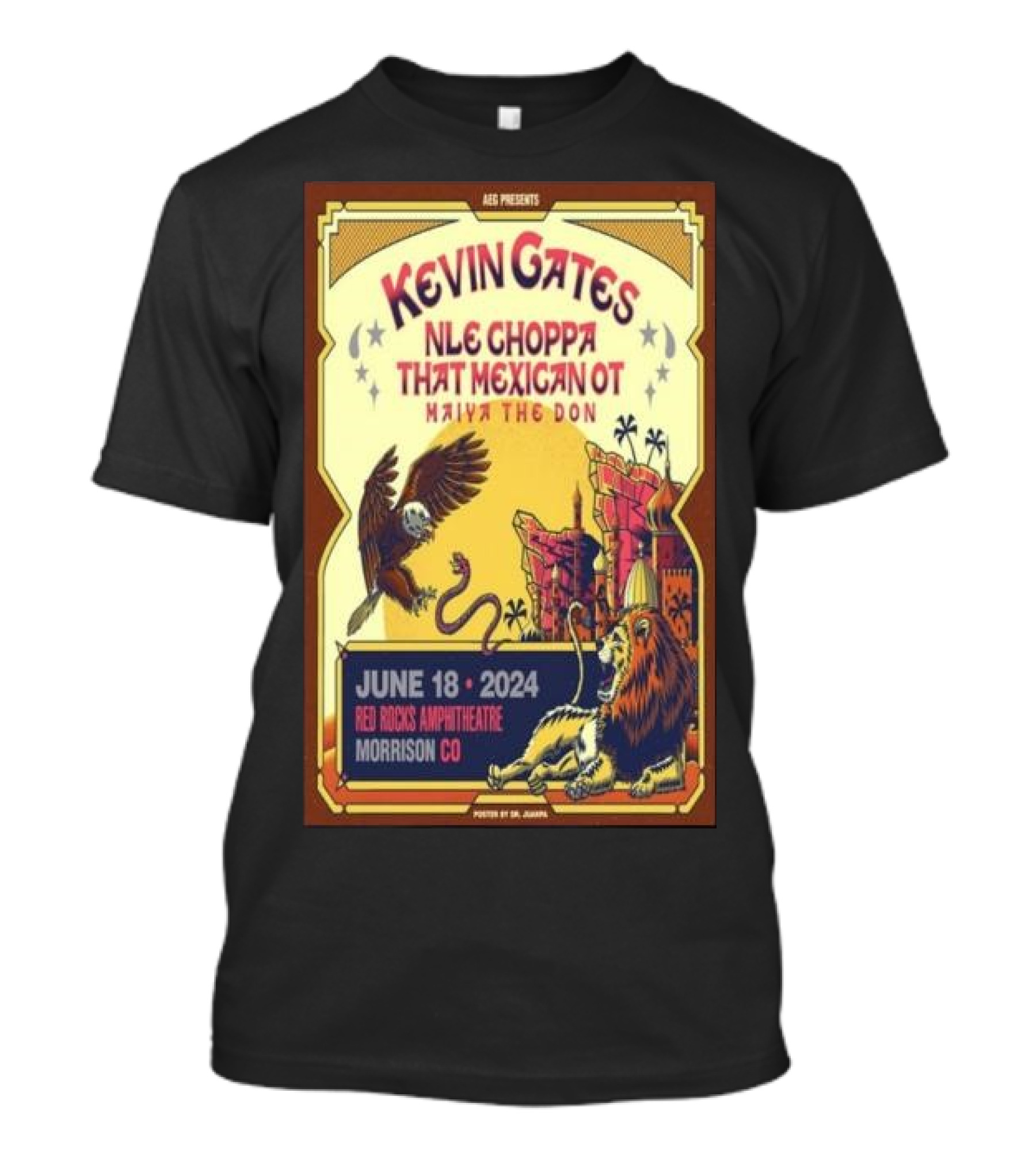 Kevin Gates NLE Choppa That Mexican OT Bixby That Mexican OT Haiya The Don Red Rocks Amphitheatre Morrison CO June 18 T-Shirt