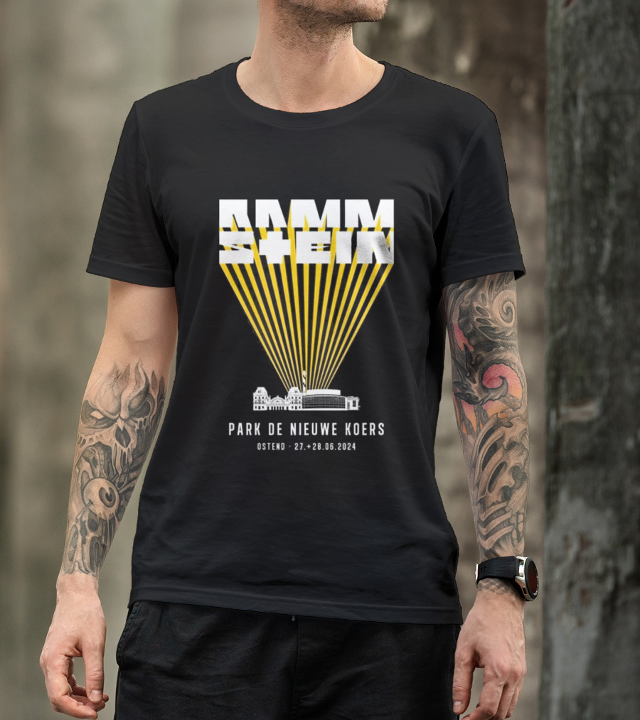 Rammstein Park De Nieuwe Koers Ostend 27-28.06.2024 Light Show And Venue Skyline T-Shirt