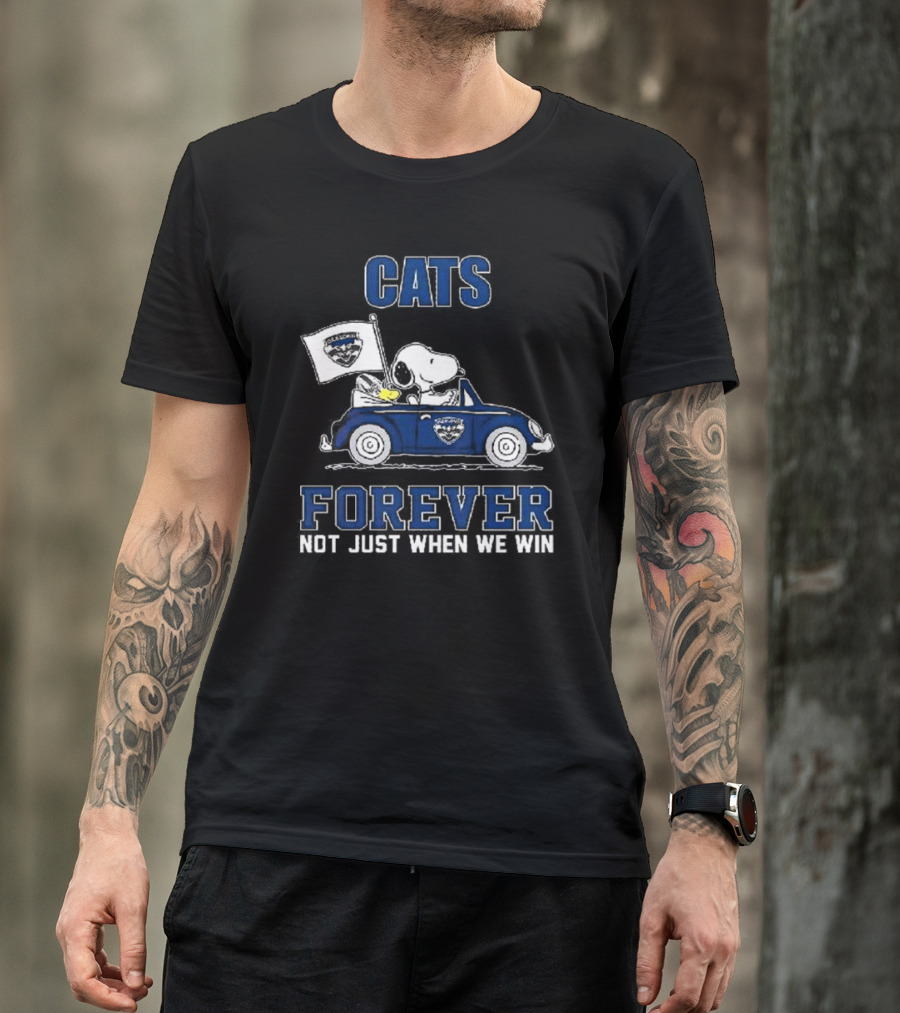 Snoopy Driving Geelong Cats Forever Not Just When We Win T-Shirt