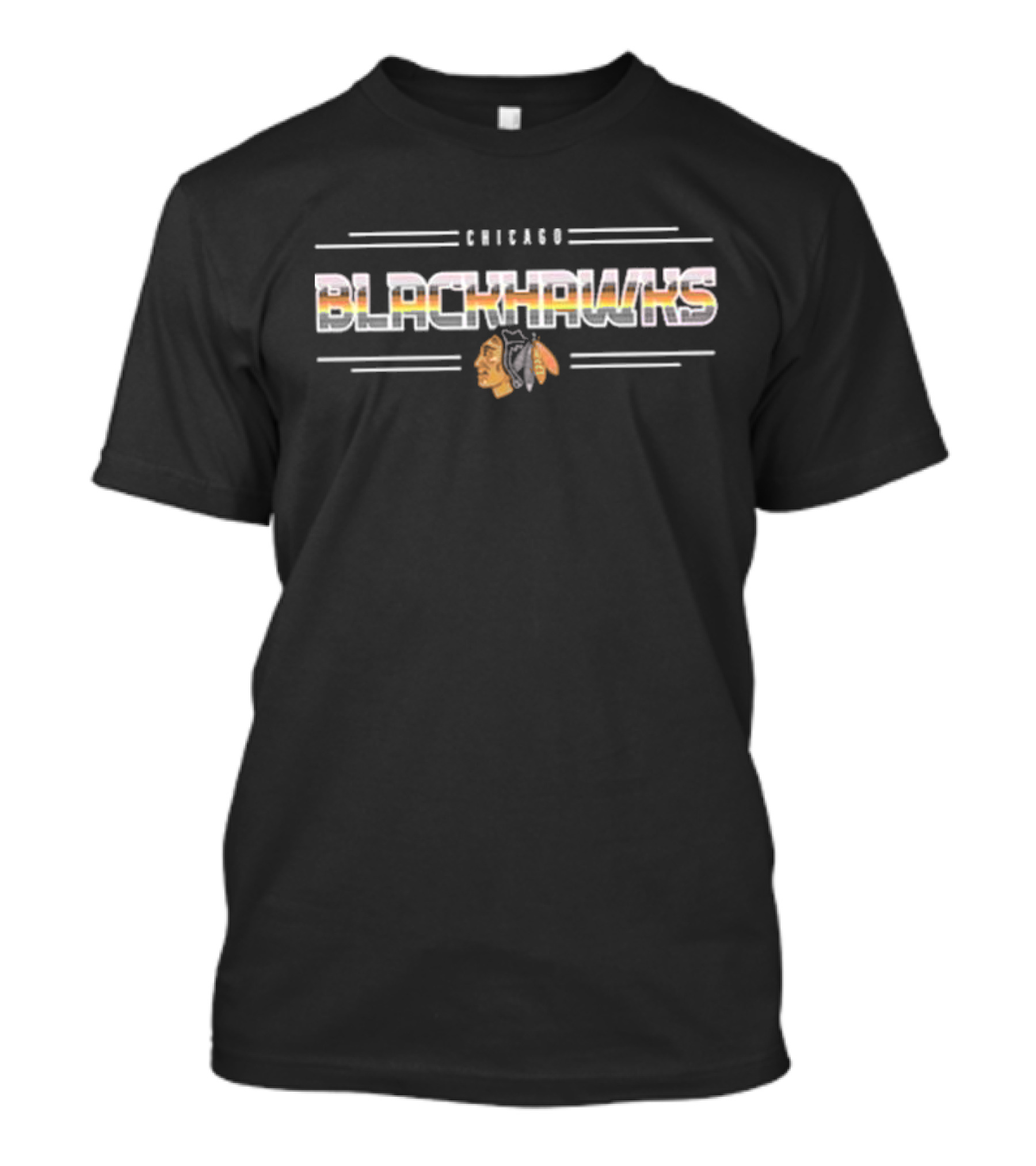Chicago Blackhawks Richmond Pride 2024 Logo With Native American Motif And Sunrise Gradient T-Shirt