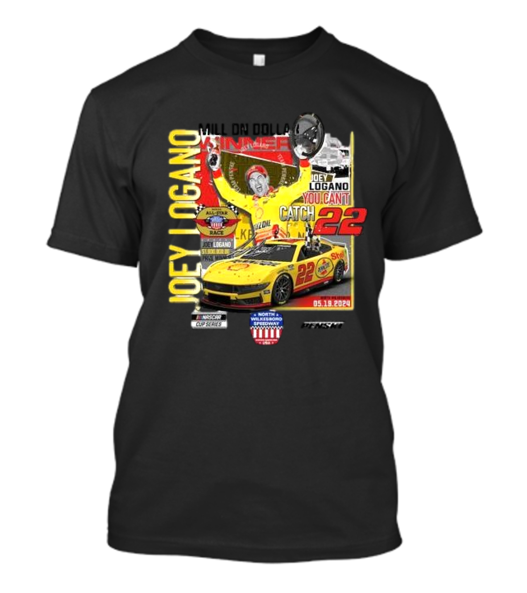 Joey Logano Checkered Flag Sports Million Dollar Winner 2024 NASCAR All-Star Race Catch 22 T-Shirt