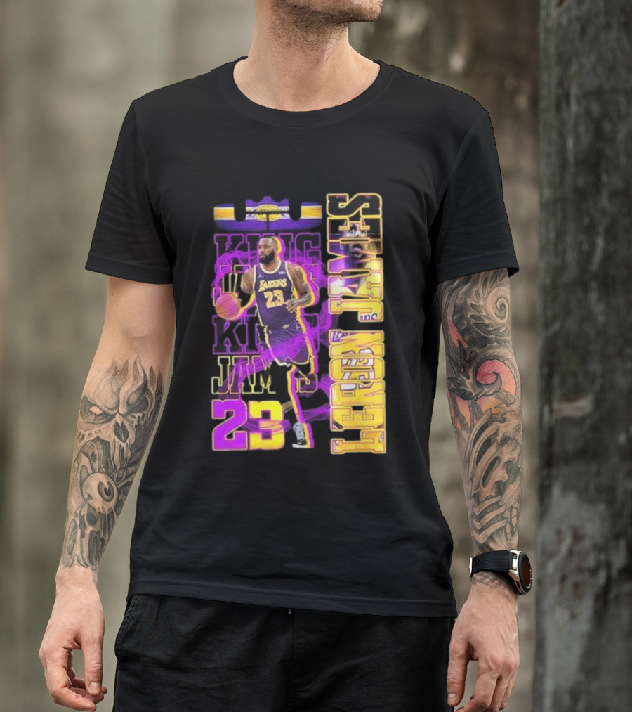 King LeBron James No. 23 Los Angeles Lakers True King Fan T-Shirt