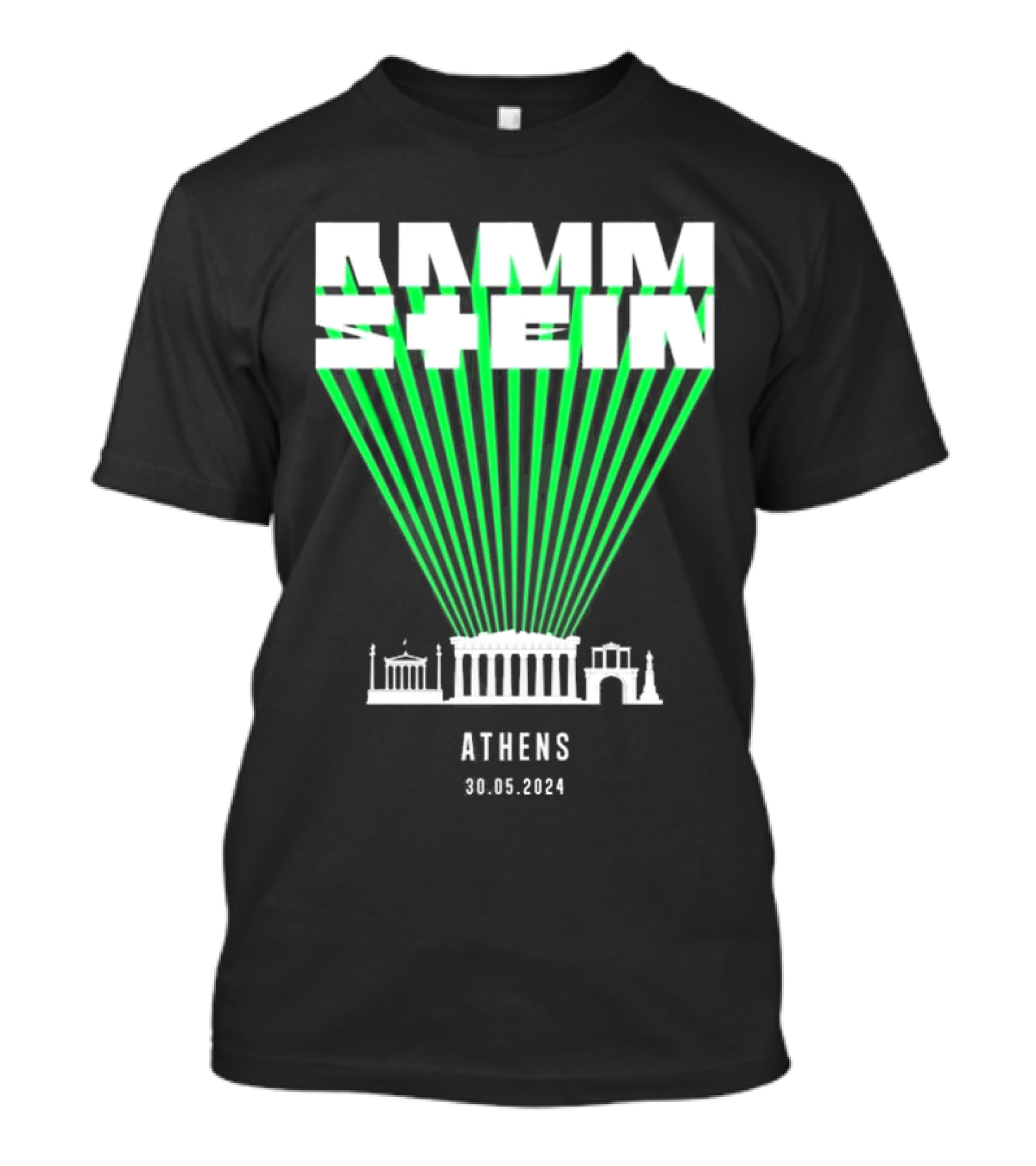 Rammstein Live Athens Concert 30.05.2024 With Iconic Green Laser And Ancient Greek Architecture T-Shirt