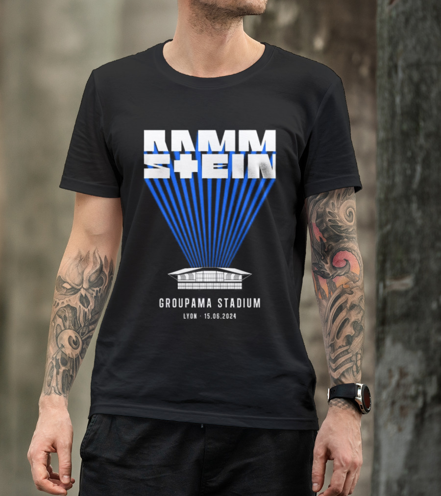 Rammstein Concert Groupama Stadium Lyon 15.06.2024 Stadium Imagery Blue Light T-Shirt