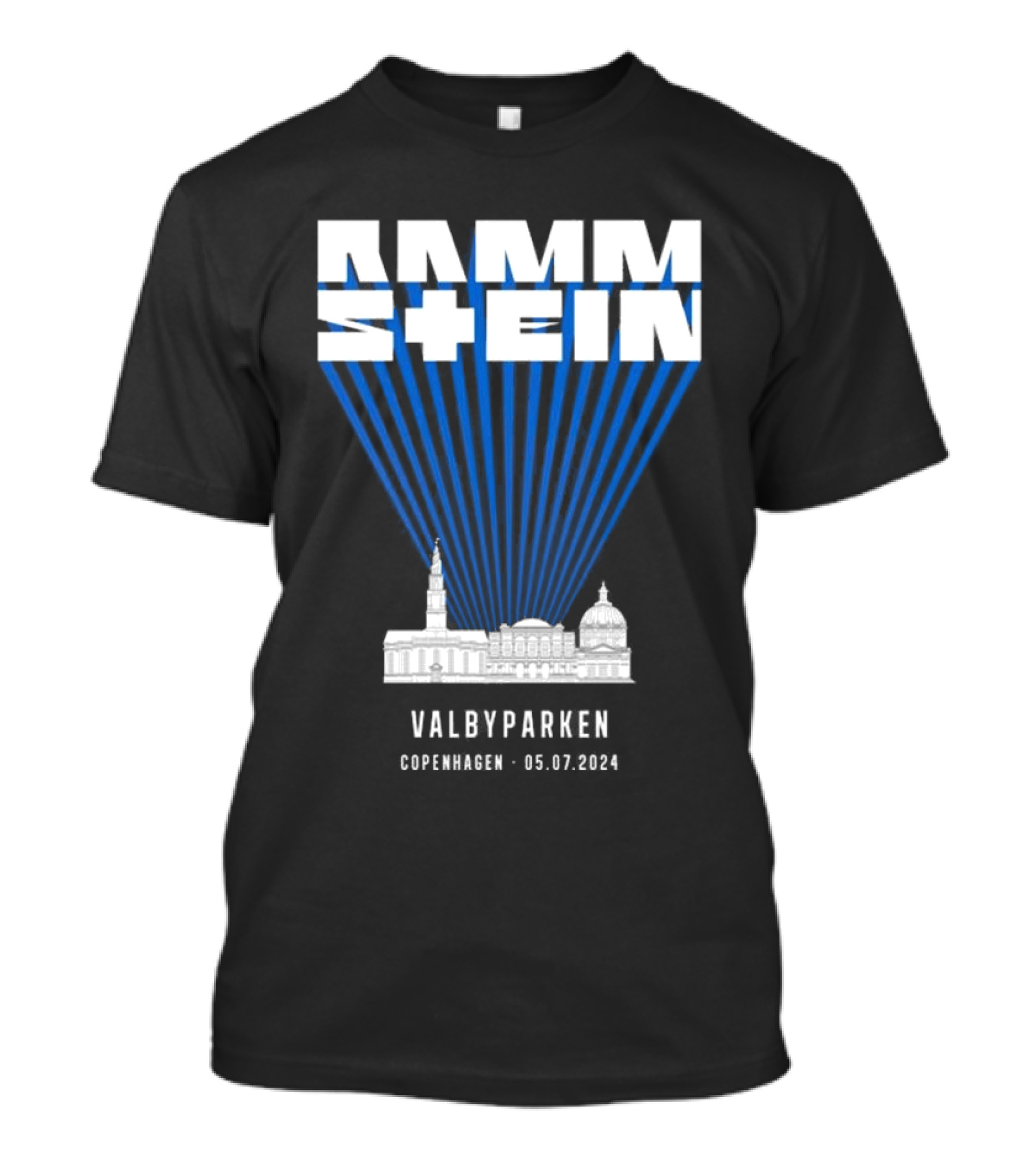 Rammstein Valbyparken Copenhagen 05.07.2024 Concert Graphic With Copenhagen Skyline T-Shirt