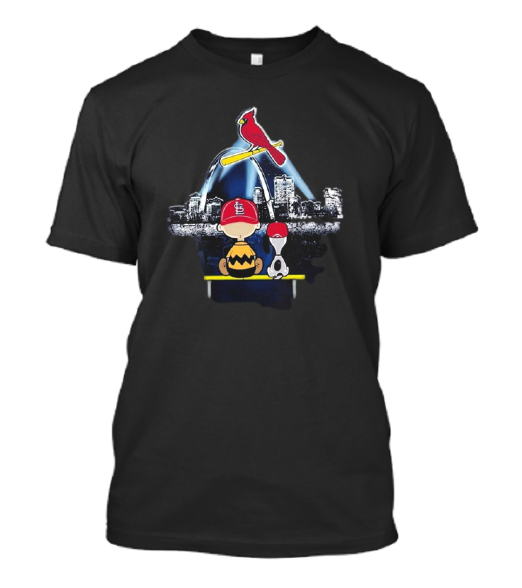 Charlie Brown Snoopy St. Louis Cardinals 2024 Skyline Arch T-Shirt