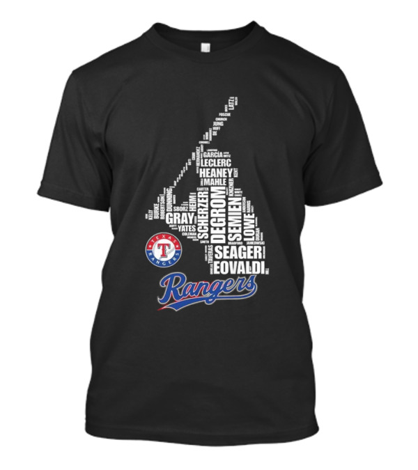 Texas Rangers Scherzer DeGrom Seager 2024 Baseball Fan Team Names T-Shirt