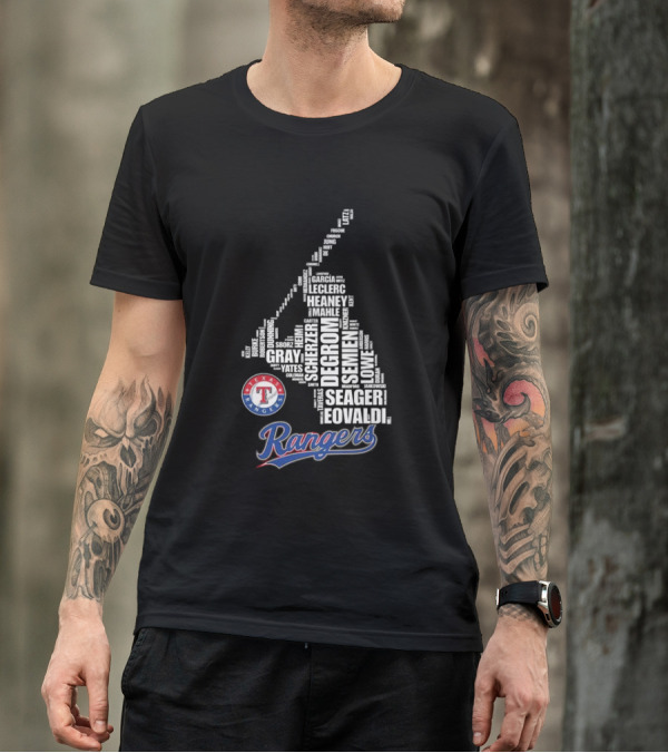 Texas Rangers Scherzer DeGrom Seager 2024 Baseball Fan Team Names T-Shirt
