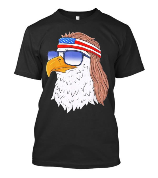American Bald Eagle Mullet USA Flag Headband 4th Of July Patriotic T-Shirt