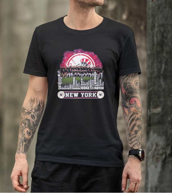 New York Yankees 2024 Squad Soto Judge Stanton Verdugo City Skyline T-Shirt