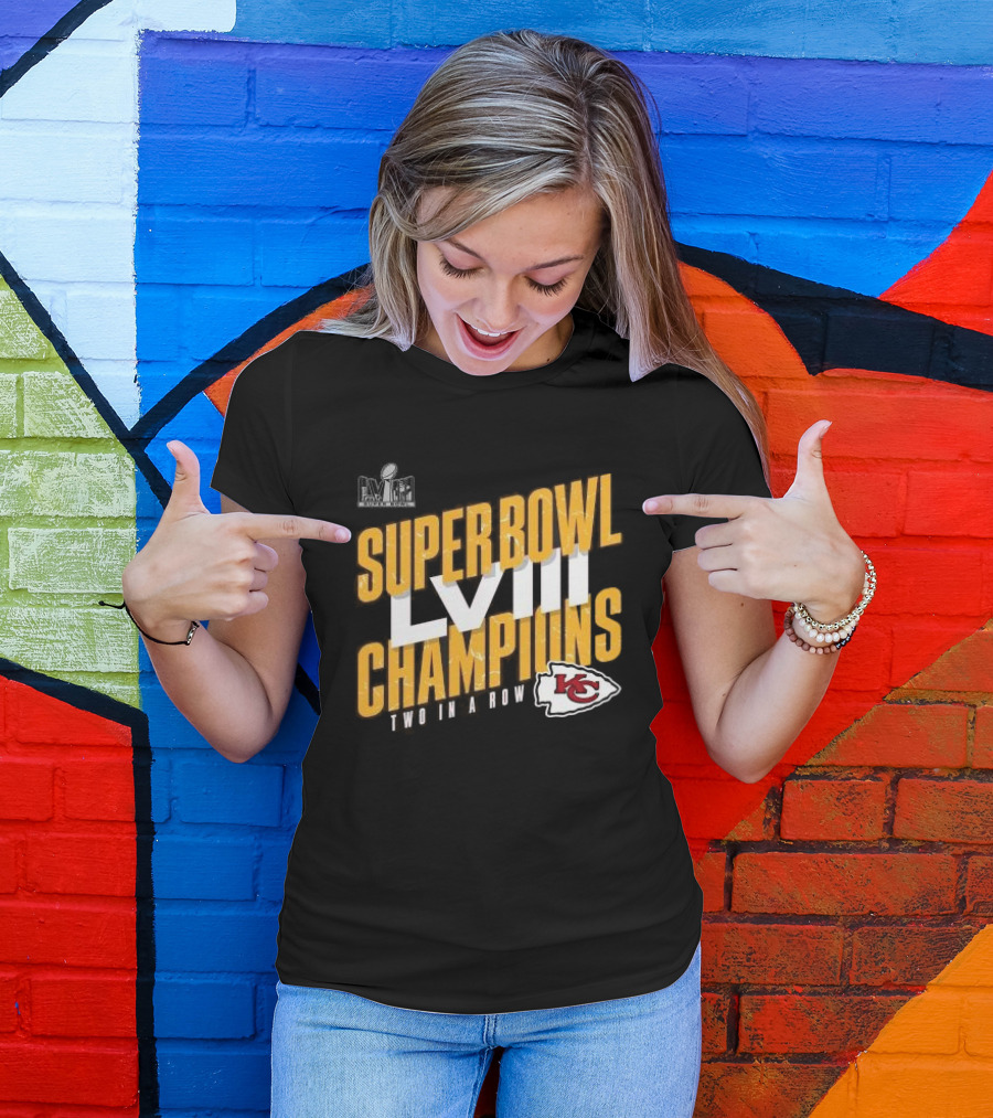 Super Bowl LVIII Champions Two In A Row Kansas City Chiefs T-Shirt