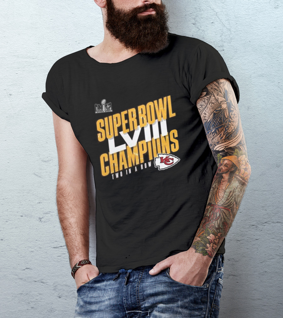 Super Bowl LVIII Champions Two In A Row Kansas City Chiefs T-Shirt