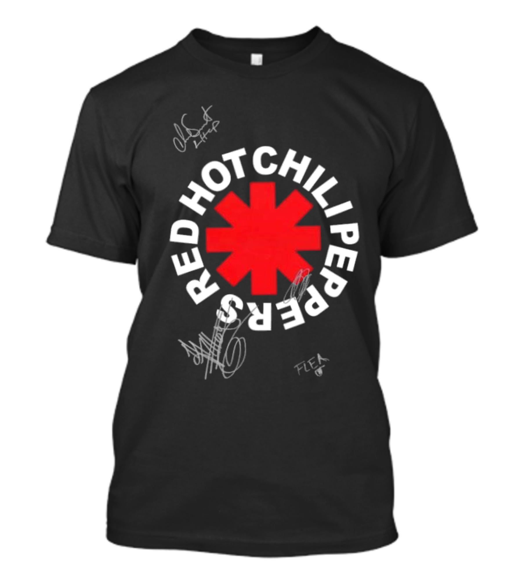 Red Hot Chili Peppers Band Logo With Member Signatures 2024 Tour T-Shirt