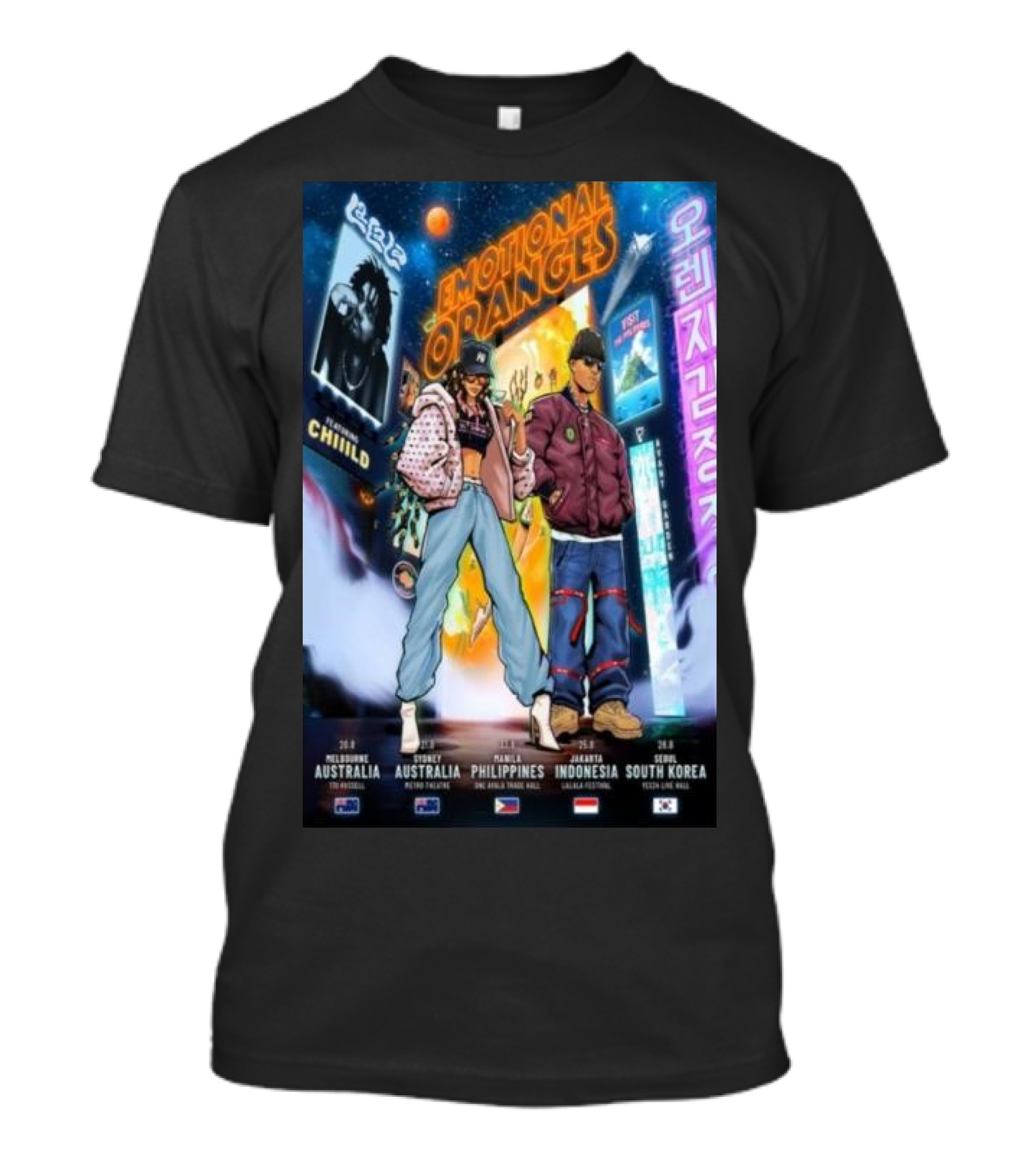 Emotional Oranges August 2024 Australia And Asia Tour Melbourne Manila Jakarta Seoul T-Shirt
