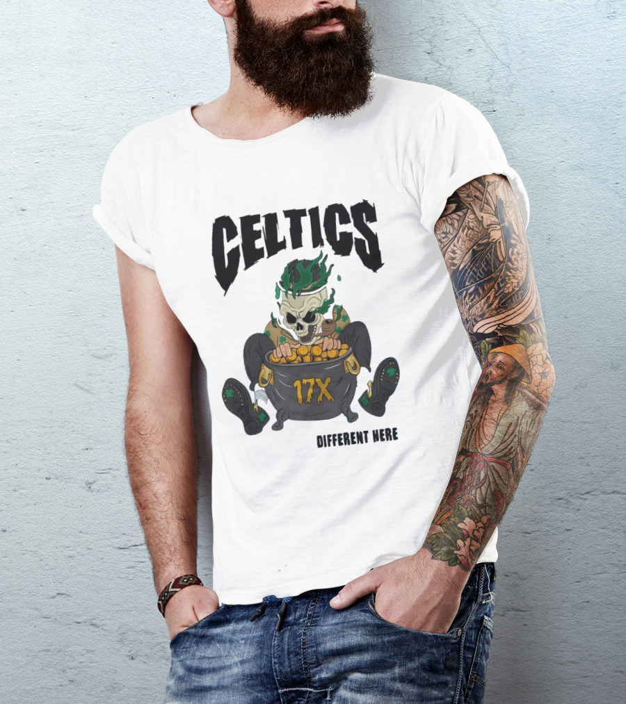 Celtics 17X Gold Skeleton不同 Here T-Shirt