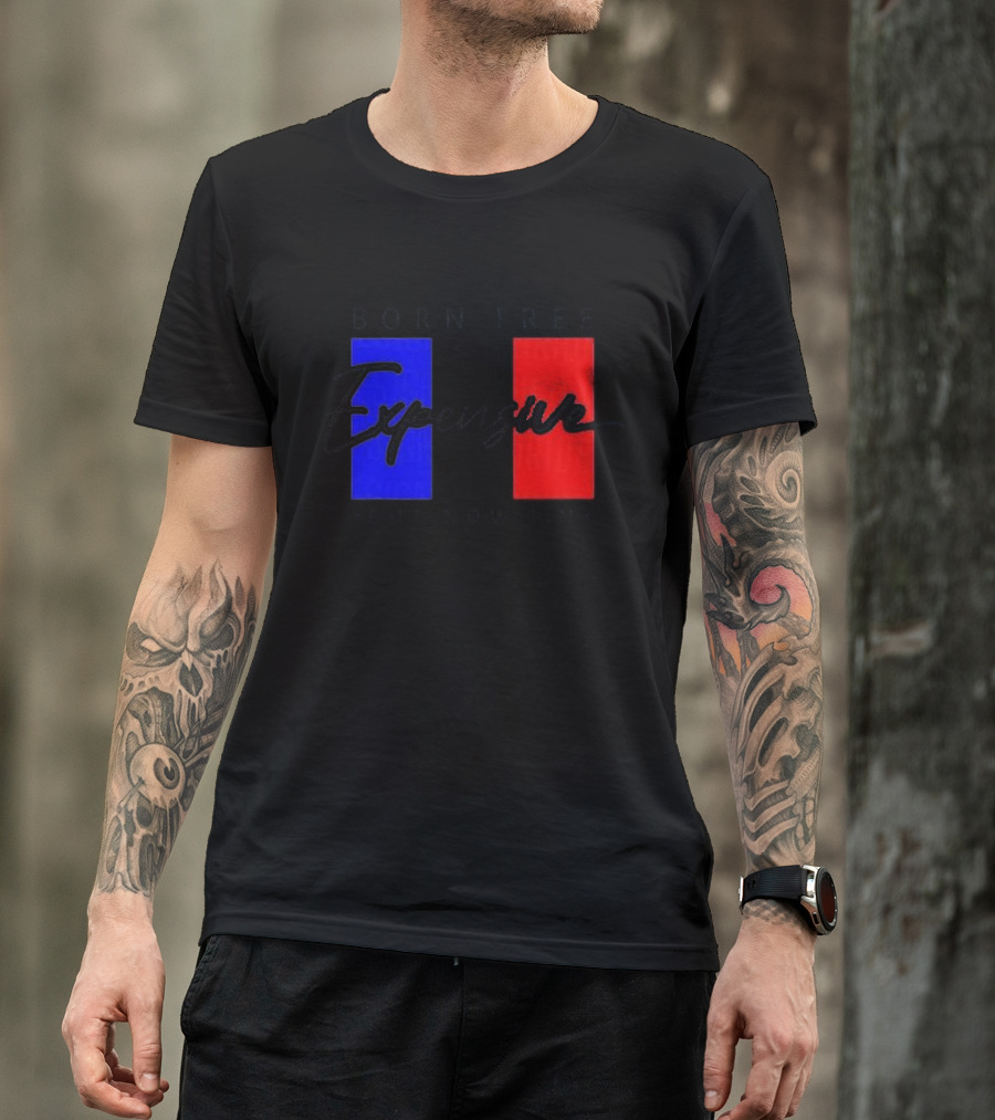 Born Free But Now I'm Expensive Red And Blue Blocks T-Shirt